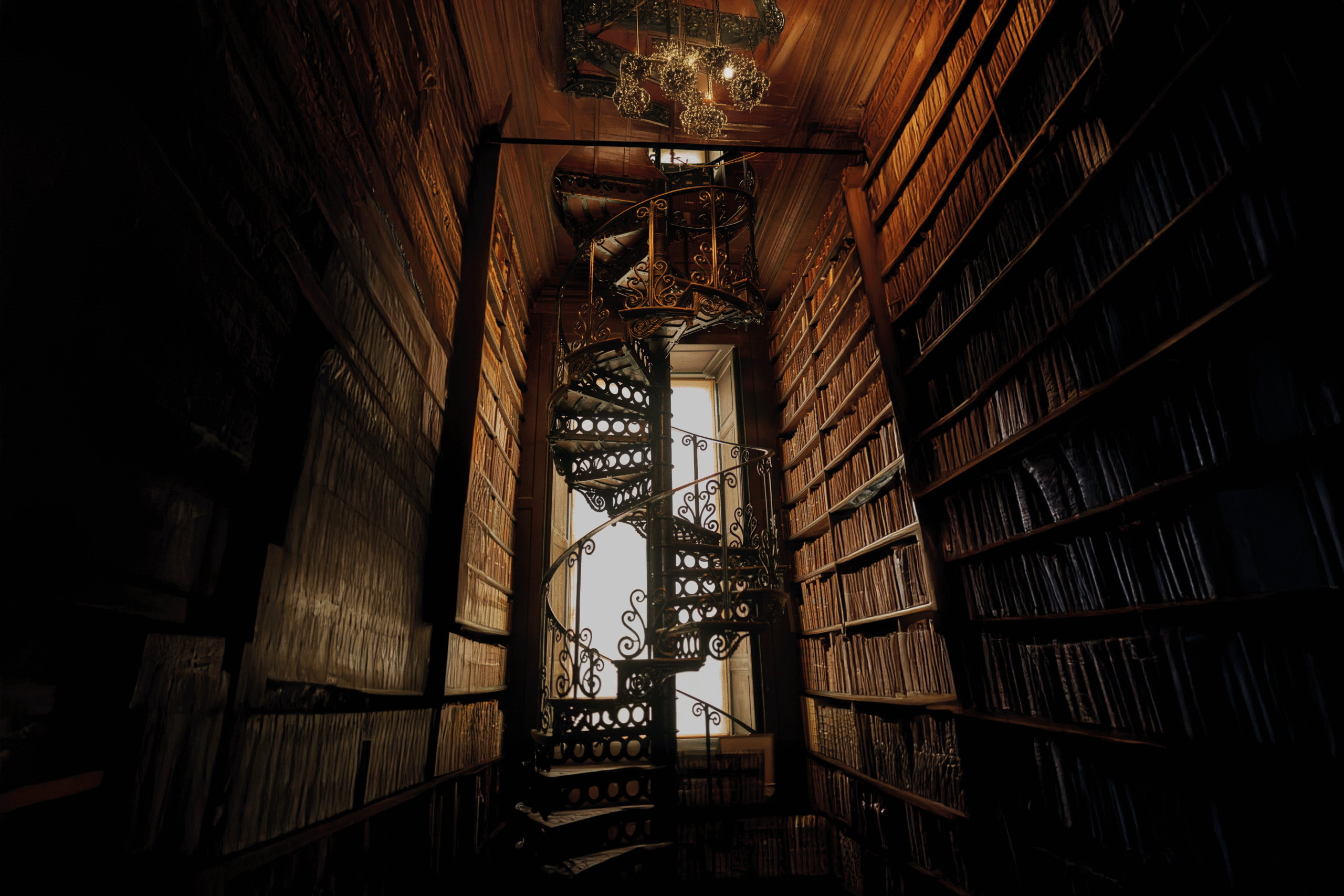 Die Geheime Bibliothek birgt uralte Geschichten, gehütet von Zeit, Staub, Schatten.