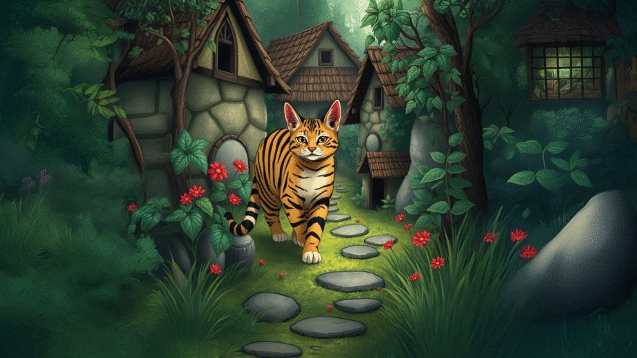 Der Gestreifter Kater sucht Abenteuer, findet unerwartete Freundschaft.