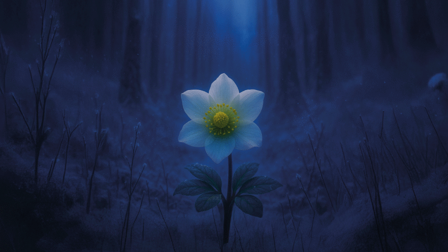 Im frostigen Winterwald erblühte Schneeröschen, trotzte Kälte und Dunkelheit, schenkte Herzen Hoffnung, Wärme und sanfte Schönheit.