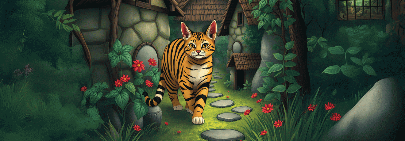 Der Gestreifter Kater sucht Abenteuer, findet unerwartete Freundschaft.