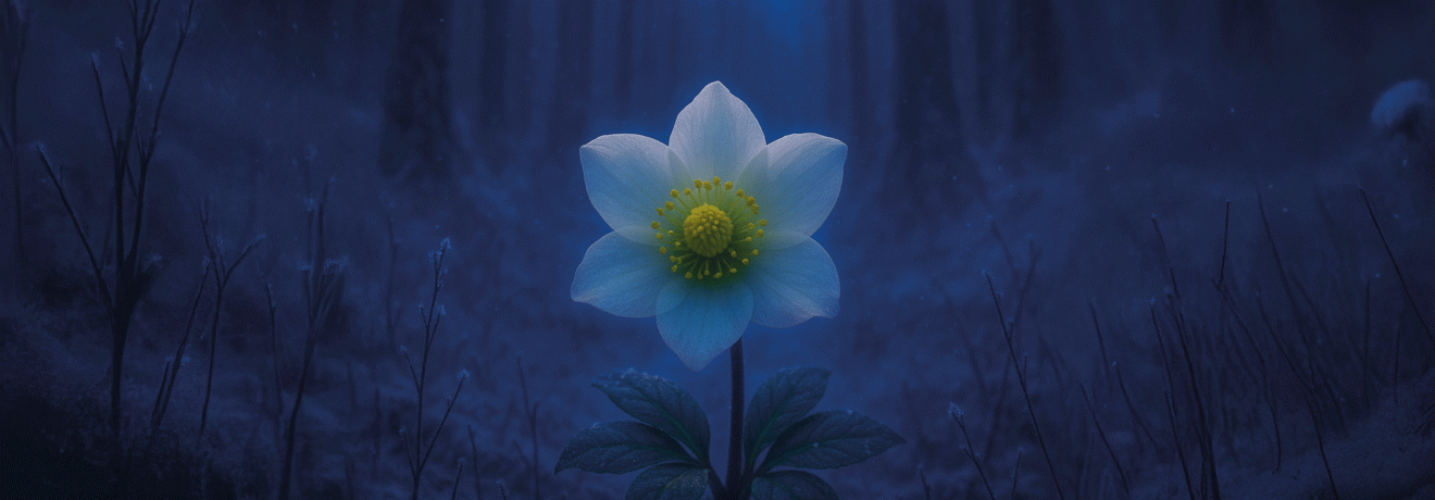 Im frostigen Winterwald erblühte Schneeröschen, trotzte Kälte und Dunkelheit, schenkte Herzen Hoffnung, Wärme und sanfte Schönheit.